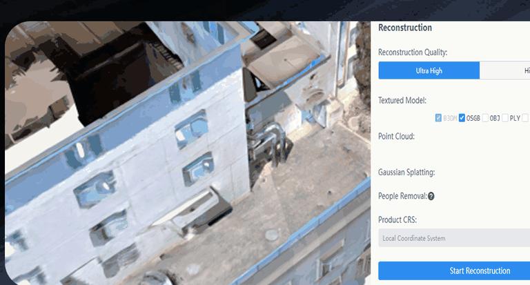 Configuración de una reconstrucción Gaussian a partir de datos capturados